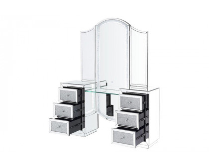 ACME - Noralie Vanity Desk in Mirrored/Faux Diamonds (90815)