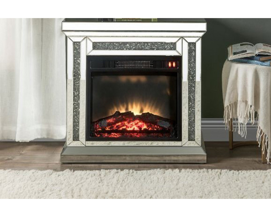 ACME - Noralie Fireplace in Mirrored/Faux Diamonds (90862)