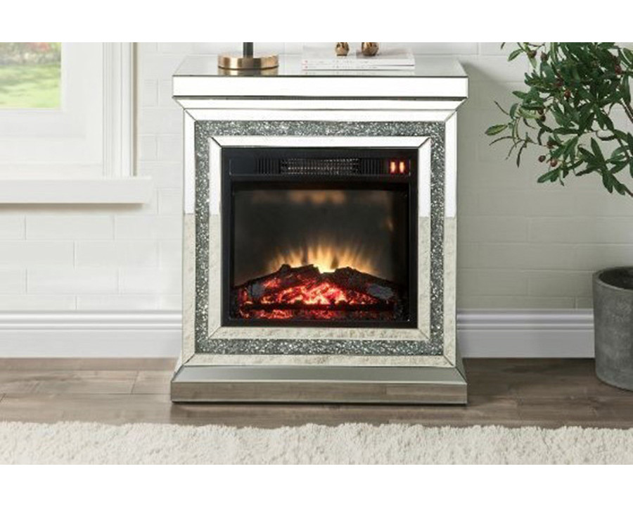 ACME - Noralie Fireplace in Mirrored/Faux Diamonds (90868)