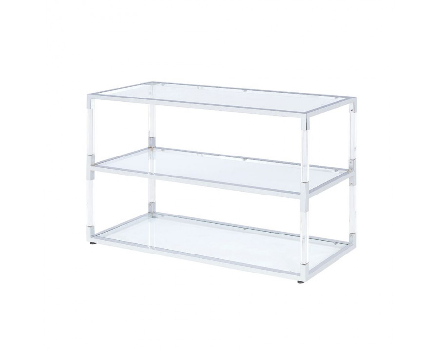 ACME - Raegan TV Stand in Clear Acrylic/Chrome/Clear Glass