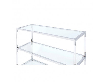 ACME - Raegan TV Stand in Clear Acrylic/Chrome/Clear Glass