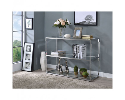 ACME - Raegan TV Stand in Clear Acrylic/Chrome/Clear Glass