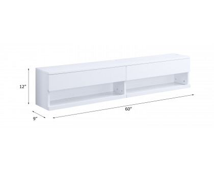 ACME Ximena Floating TV Stand with Led - White Finish