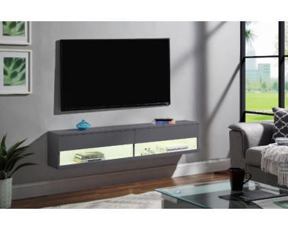 ACME Ximena Floating TV Stand with Led - Gray Finish