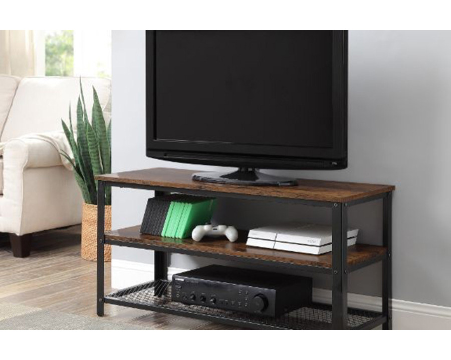 ACME Taurus TV Stand - Rustic Oak and Black Finish