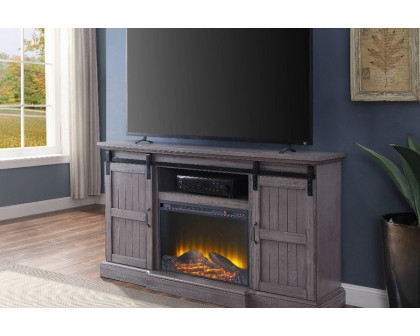 ACME - Admon TV Stand with Fireplace in Gray Oak