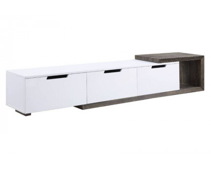 ACME - Orion TV Stand in White High Gloss/Rustic Oak