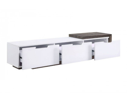 ACME - Orion TV Stand in White High Gloss/Rustic Oak