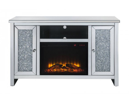 ACME - Noralie TV Stand with Fireplace in Mirrored/Faux Diamonds (91775)