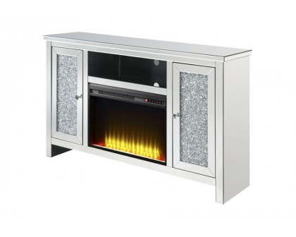 ACME - Noralie TV Stand with Fireplace in Mirrored/Faux Diamonds (91775)