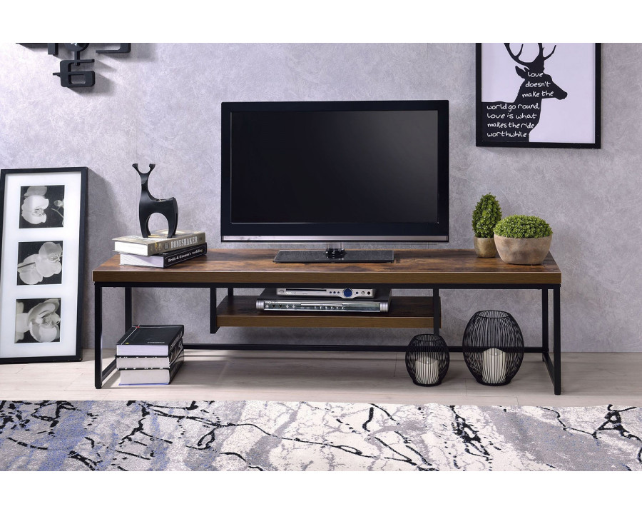 ACME Bob Weathered Oak and Black TV Stand - W 59"