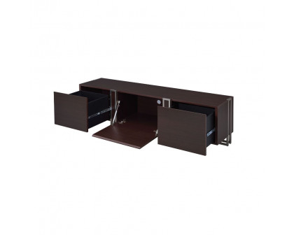 ACME - Cattoes TV Stand in Dark Walnut/Nickel