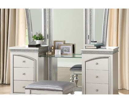 ACME - Maverick Vanity Desk in Platinum