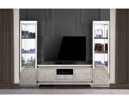 ACME - Lotus TV Stand in Mirrored/Faux Crystals