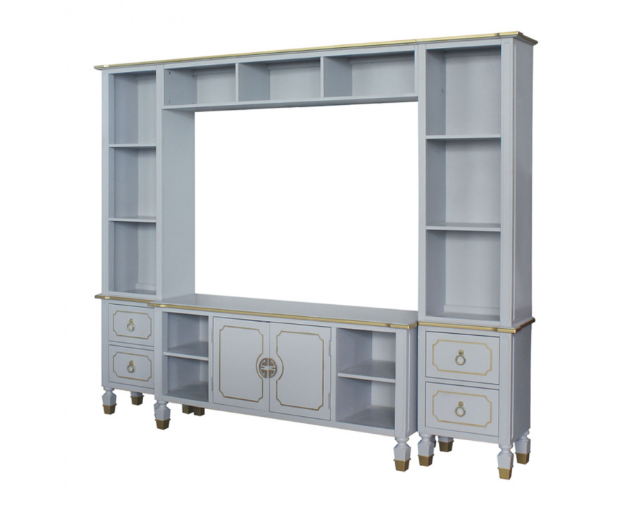 ACME - House Marchese Entertainment Center in Gold Trim/Pearl Gray