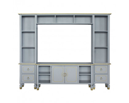 ACME - House Marchese Entertainment Center in Gold Trim/Pearl Gray