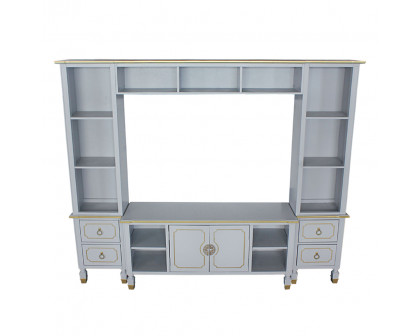 ACME - House Marchese Entertainment Center in Gold Trim/Pearl Gray