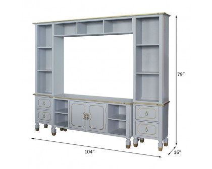 ACME - House Marchese Entertainment Center in Gold Trim/Pearl Gray