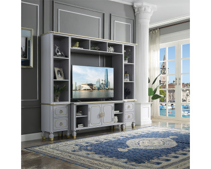 ACME - House Marchese Entertainment Center in Gold Trim/Pearl Gray