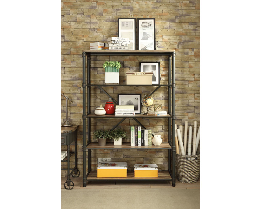 ACME Itzel Bookshelf - Antique Oak/Sandy Gray