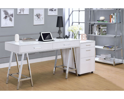 ACME - Coleen Writing Desk (Same Ac00901) in White High Gloss/Chrome