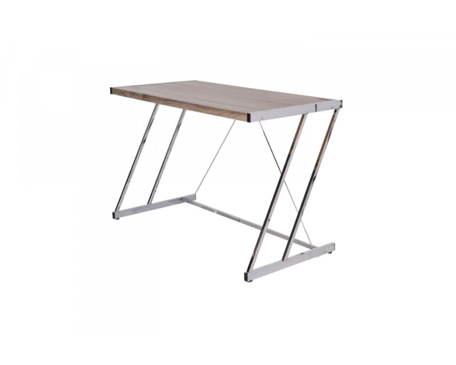 ACME - Finis Writing Desk with USB in Weathered Oak/Chrome