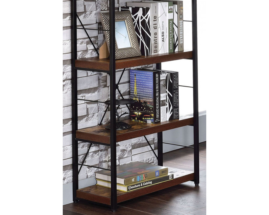 ACME - Bob Bookshelf in Weathered Oak/Black