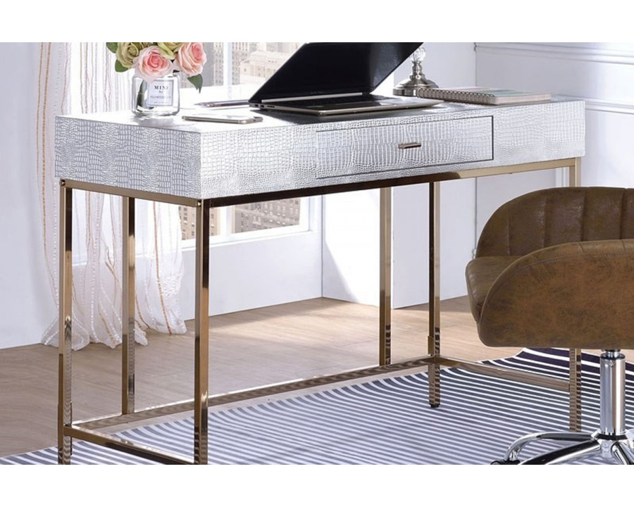 ACME - Piety Writing Desk (Same Ac00893) in Silver/Champagne