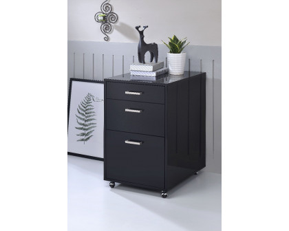 ACME Coleen Cabinet - Black High Gloss/Chrome