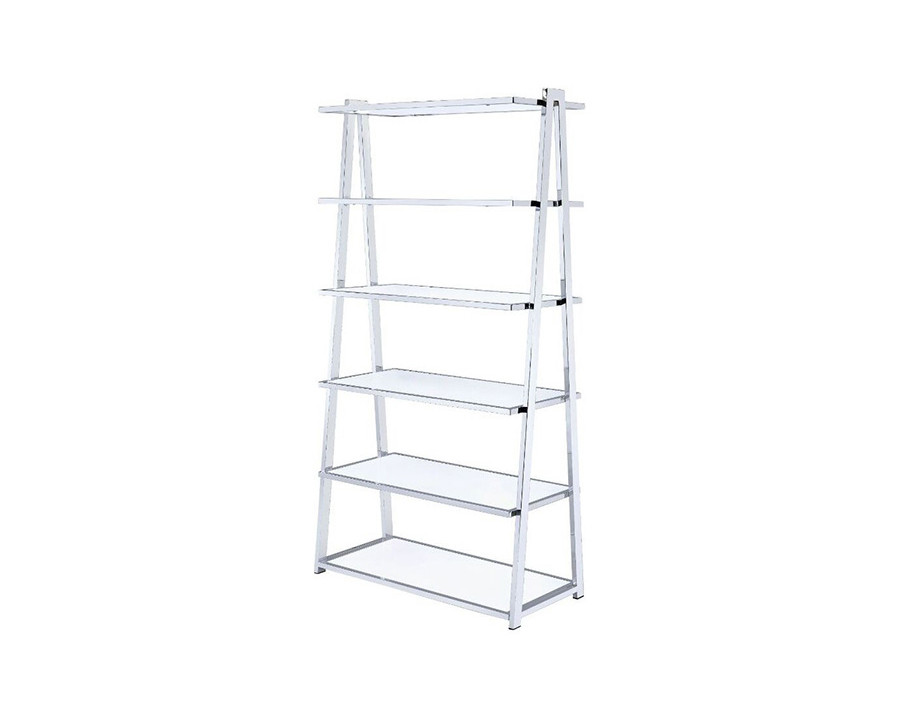 ACME Coleen Bookshelf - White High Gloss/Chrome