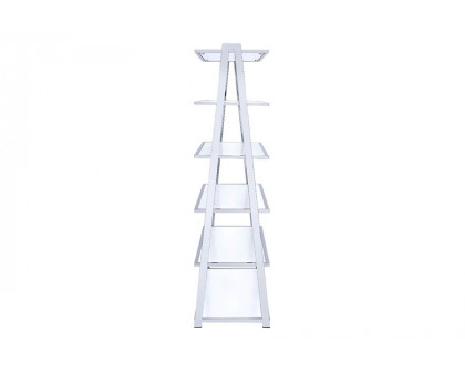 ACME Coleen Bookshelf - White High Gloss/Chrome