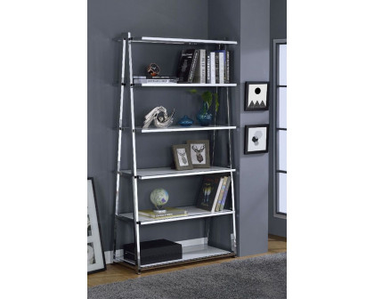 ACME Coleen Bookshelf - White High Gloss/Chrome