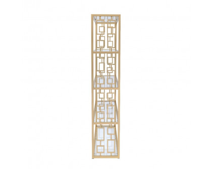 ACME - Blanrio Bookcase in Clear Glass/Gold