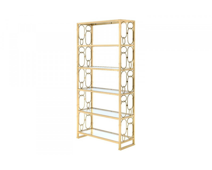 ACME Milavera Bookshelf - Clear Glass/Gold