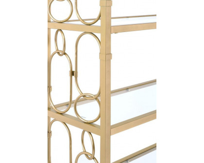 ACME Milavera Bookshelf - Clear Glass/Gold