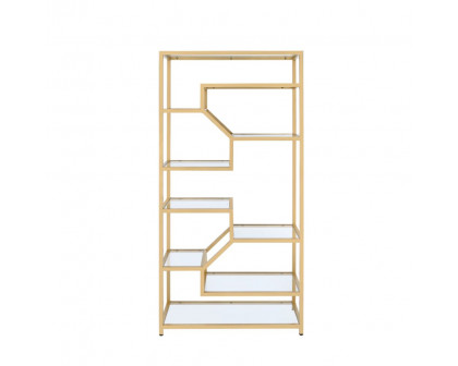 ACME - Lecanga Bookshelf in Clear Glass/Gold