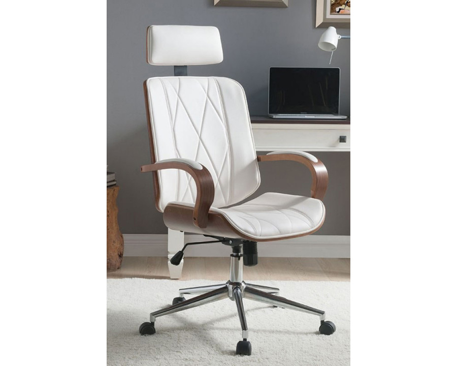 ACME - Yoselin Office Chair in White/Walnut