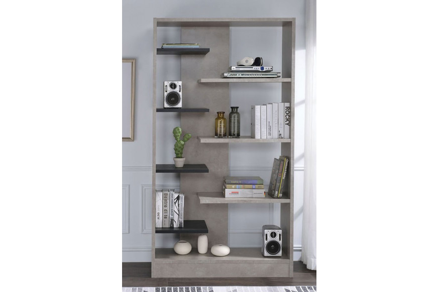 ACME™ Magna Bookcase - Faux Concrete/Black