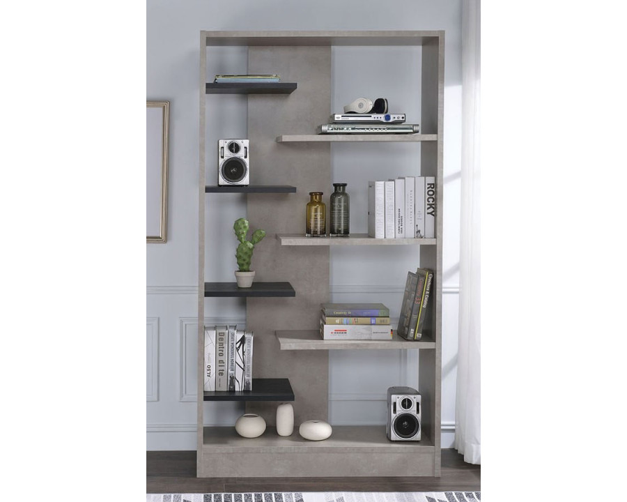 ACME - Magna Bookcase in Faux Concrete/Black