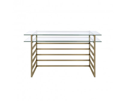 ACME - Shona Writing Desk in Clear Glass Top/Antique Gold