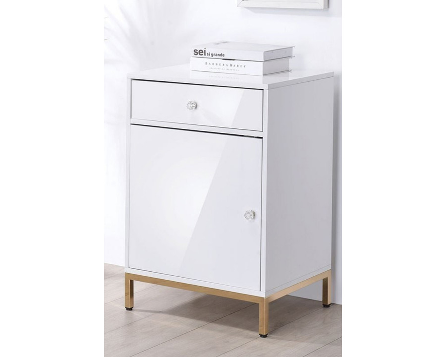 ACME - Ottey Cabinet in White High Gloss/Gold