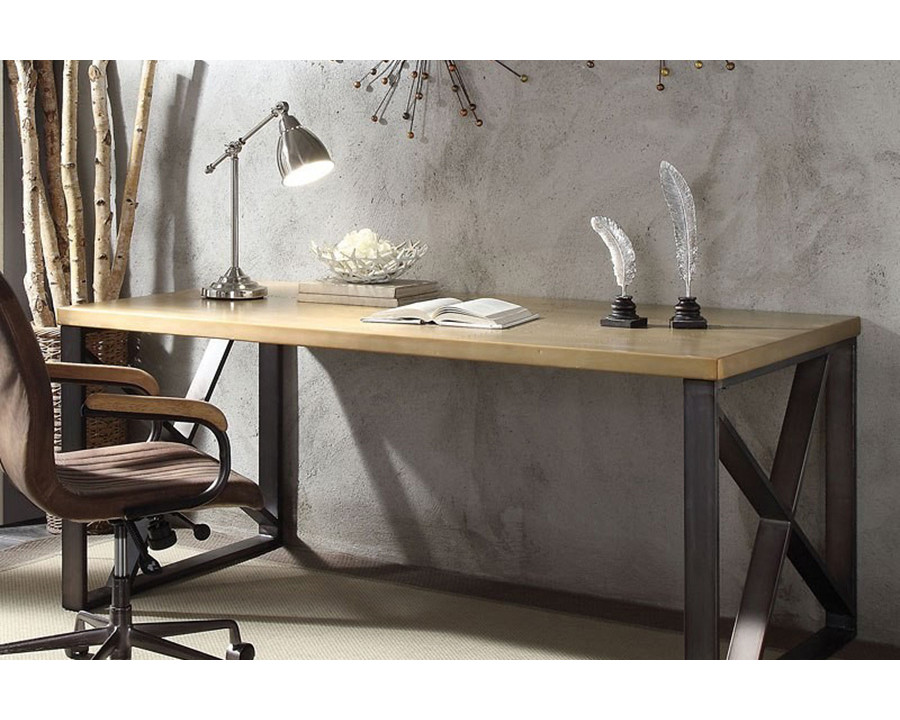 ACME - Jennavieve Executive Writing Desk in Gold Aluminum