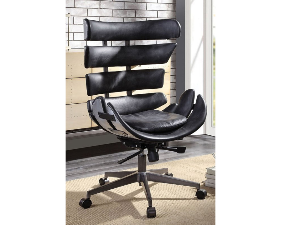 ACME - Megan Office Chair in Vintage Black/Aluminum