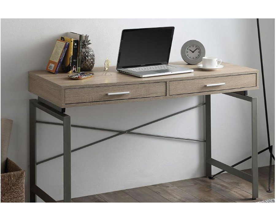 ACME - Yaseen Writing Desk in Natural/Nickel