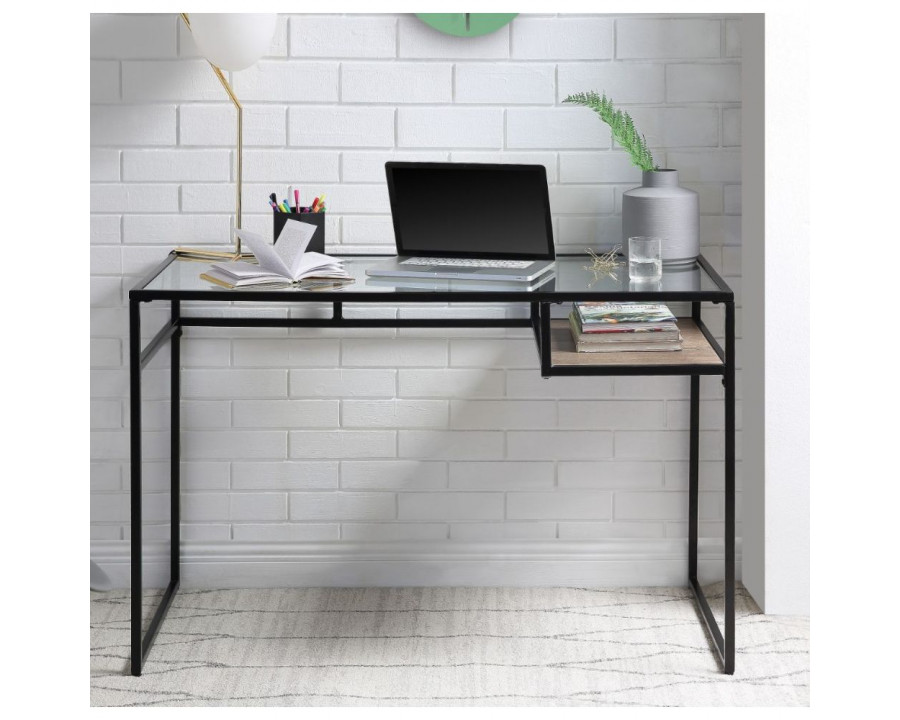 ACME Yasin Writing Desk - Black and Glass