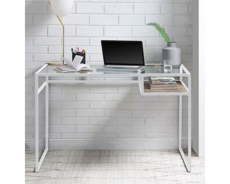 ACME Yasin Writing Desk - White and Glass