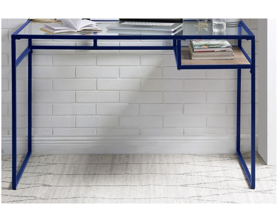 ACME Yasin Writing Desk - Blue and Glass