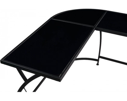 ACME Janison Desk - Black Glass and Black