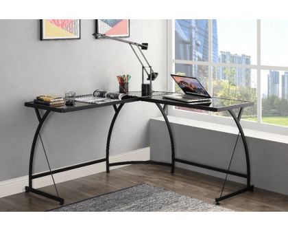 ACME Janison Desk - Black Glass and Black