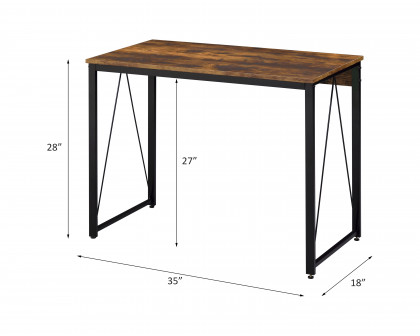 ACME Zaidin Writing Desk - Weathered Oak and Black Finish, W 35"